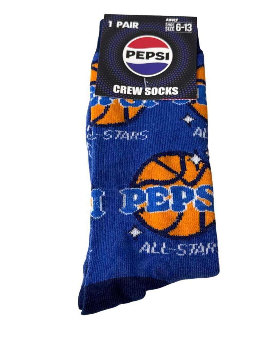 Pepsi Basketball Crew Socks Men's Size 6-13 All Star Novelty NWT